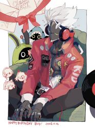  +++ 1boy amillion_(zenless_zone_zero) ammunition anby_demara artificial_eye bangboo_(zenless_zone_zero) belt billy_kid black_pants blue_background border clothed_robot couch dated english_text hally happy_birthday headphones high_collar highres humanoid_robot jacket letter male_focus mechanical_arms mechanical_eye mechanical_hands metal_skin motion_lines nekomiya_mana nicole_demara notice_lines on_couch pants red_jacket red_ribbon ribbon robot robot_boy sharkboo_(zenless_zone_zero) sheriff_badge sitting white_border white_hair wire yellow_eyes zenless_zone_zero 