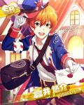  aoi_yusuke cap character_name idolmaster idolmaster_side-m jacket letter necktie orange_hair red_eyes short_hair smile 