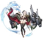  1girl artist_request azur_lane beret boqboq cape conte_di_cavour_(azur_lane) expressions hat headgear highres military military_uniform official_art short_hair silver_hair solo sword thigh-highs uniform water weapon yellow_eyes 