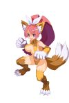  1girl animal_ear_fluff animal_ears breasts cat_ears cat_tail claws disgaea disgaea_rpg eyebrows_visible_through_hair full_body fur high_ponytail large_breasts long_hair nekomata_(disgaea) official_art open_mouth pink_hair slit_pupils solo tail transparent_background v-shaped_eyebrows very_long_hair violet_eyes 