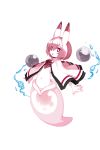  1girl :o breasts bright_pupils brooch capelet disgaea disgaea_rpg full_body horns jewelry large_breasts navel official_art orb pink_eyes pink_hair pink_skin sea_angel_(disgaea) short_hair solo transparent_background webbed_hands 
