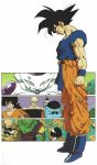  6+boys :o antennae armor arms_at_sides bald black_eyes black_hair blue_footwear blue_shirt boots bowl_cut chaozu clenched_teeth collarbone dirty dirty_clothes dirty_face dragon_ball dragon_ball_z evil_smile facial_scar frieza from_above from_side frown full_body grass halo head_down highres kuririn looking_at_viewer male_focus mountain multiple_boys muscle nervous north_kaiou official_art orange_pants outdoors panels pants piccolo pointy_ears red_eyes scar scar_on_cheek serious shaded_face shirt simple_background smile son_gohan son_gokuu spiky_hair standing sunglasses sweatdrop teeth tenshinhan third_eye toriyama_akira torn_clothes torn_legwear torn_shirt white_background wristband yamcha 