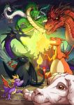  breathing_fire brown_eyes charizard claws commentary creature crossover dragon dragon_ball english_commentary eye_contact falkor fiery_tail fire flame flying gen_1_pokemon green_eyes haku_(sen_to_chihiro_no_kamikakushi) horns how_to_train_your_dragon looking_at_another looking_at_viewer maleficent mulan mushu_(disney) no_humans on_shoulder outdoors pokemon_(creature) red_eyes risachantag sen_to_chihiro_no_kamikakushi signature sitting sky sleeping_beauty smaug spyro_(series) spyro_the_dragon standing tail the_hobbit the_neverending_story toothless watermark web_address wings yellow_eyes 