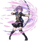  1girl arrow aura bernadetta_von_varley boots bow_(weapon) crying epaulettes fire_emblem fire_emblem:_three_houses fire_emblem_heroes full_body highres official_art open_mouth purple_hair short_hair solo thigh-highs transparent_background violet_eyes weapon 