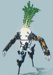  commentary_request daikon exoskeleton facing_viewer ftbyr grey_background highres leaf legs_apart mechanical_arms mechanical_legs no_humans original radish simple_background solo walking 