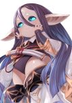  absurdly_long_hair black_hair blue_eyes clouds feff672166 granblue_fantasy hands_on_own_cheeks hands_on_own_face harvin highres long_hair open_eyes pointy_ears rei_(granblue_fantasy) shiny shiny_skin sidelocks smile thighs very_long_hair 