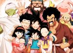  3girls 6+boys :d ;) ^_^ afro animal baby beard bee_(dragon_ball) black-framed_eyewear black_eyes black_hair blue_eyes blush brothers cape chi-chi_(dragon_ball) china_dress chinese_clothes clenched_hand clenched_teeth closed_eyes collared_shirt dog dot_nose double_v dragon_ball dragon_ball_super dress dress_shirt eyelashes facial_hair family father_and_daughter father_and_son furrowed_eyebrows glasses gloves gradient gradient_background grandfather_and_granddaughter grandmother_and_granddaughter grey_eyes gyuu_mao hair_between_eyes hair_bobbles hair_bun hair_ornament hairband hand_on_another&#039;s_shoulder hand_on_hip hand_up hat height_difference high_ponytail holding holding_animal husband_and_wife long_sleeves looking_at_another looking_at_viewer looking_back looking_down majin_buu mattari_illust medium_hair mother-in-law_and_daughter-in-law mother_and_daughter mother_and_son mr._satan multiple_boys multiple_girls mustache neckerchief one_eye_closed open_mouth orange_background pan_(dragon_ball) piccolo pink_hairband pink_shirt pink_sweater pointy_ears ponytail purple_neckwear shirt siblings simple_background smile son_gohan son_gokuu son_goten spiky_hair suspenders sweater teeth thumbs_up turban upper_teeth v v_arms videl waistcoat waving white_background white_shirt wristband yellow-framed_eyewear yellow_gloves 