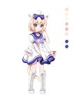  1girl absurdres animal_ears boots cat_ears color_guide dress genderswap genderswap_(mtf) highres mao_xin&#039;ai original sailor_dress solo thigh-highs thigh_boots 