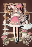 1girl belda34 candle cup flower hat high_heels highres long_hair original rose teacup teapot witch witch_hat 