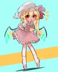  1girl blonde_hair ceroblitz dress flandre_scarlet frills highres red_dress red_eyes touhou 