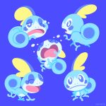  blue_background blue_eyes closed_mouth creature crying frown full_body gen_8_pokemon looking_at_viewer no_humans one_eye_closed open_mouth pokemon pokemon_(creature) simple_background sitting sobble tumblr_username versiris walking 