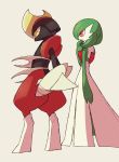  bisharp creature full_body gardevoir gen_3_pokemon gen_5_pokemon highres no_humans pokemon pokemon_(creature) shiwo_(siwosi) simple_background standing white_background 