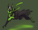  claws commentary creature dog_focus english_commentary fangs full_body gen_6_pokemon grey_background jumping no_humans pokemon pokemon_(creature) simple_background solo staurolith zygarde zygarde_(10) 
