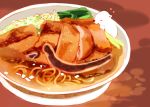 1other artist_name bear bowl chai commentary_request eating food heart highres no_humans noodles original plate pork sitting_on_food soup 