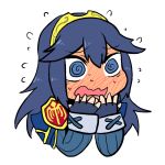  1girl @_@ blush chibi embarrassed female_focus fingerless_gloves fire_emblem fire_emblem:_awakening fire_emblem_13 fire_emblem_awakening flying_sweatdrops full-face_blush gloves grey_gloves grey_hair intelligent_systems long_sleeves lucina lucina_(fire_emblem) nintendo rariatto_(ganguri) simple_background solo spiral_eyes sweat sweating_profusely swirly_eyes white_background wide-eyed 