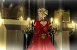  1girl candle candlestand closed_mouth edelgard_von_hresvelg fire_emblem fire_emblem:_three_houses from_behind headpiece horns looking_back solo violet_eyes vo1ez white_hair 