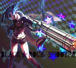  bad_id batako black_hair black_rock_shooter black_rock_shooter_(character) blue_eyes gun midriff navel twintails weapon 