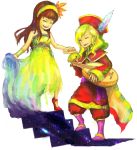  anna_(ff4) blonde_hair brown_hair dress final_fantasy final_fantasy_iv gilbart_chris_von_muir headband long_hair lute 