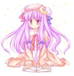  book hat long_hair mikazuki_sara patchouli_knowledge purple_hair ribbon ribbons touhou 