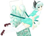  flower katana konpaku_youmu natsui ribbon ribbons school_uniform short_hair skirt sword touhou weapon 