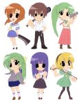  billhook chibi furude_rika gun higurashi_no_naku_koro_ni houjou_satoko knife maebara_keiichi pantyhose rope ryuuguu_rena siblings sonozaki_mion sonozaki_shion syringe twins weapon 