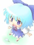  bad_id blue_hair bow cirno food ice_cream kakkou ribbon short_hair solo tears touhou wings 