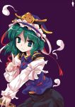  green_eyes green_hair hat ideolo parody rod_of_remorse shikieiki_yamaxanadu short_hair style_parody touhou 