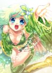  breasts cleavage detached_sleeves earrings erect_nipples final_fantasy final_fantasy_iv green_hair hair_accessory hair_ornament jewelry long_hair rydia shuuko solo star stars thigh-highs thighhighs 