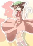  brown_hair cat_ears cat_tail chen china_dress chinadress chinese_clothes hat liya short_hair tail touhou 
