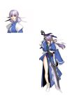  japanese_clothes polearm purple_hair samurai_spirits sword weapon 
