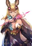  animal_ears bridal_gauntlets granblue_fantasy highres kurosawa_tetsu looking_at_viewer medium_breasts metera_(granblue_fantasy) navel weapon 