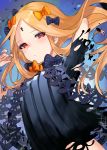  1girl abigail_williams_(fate/grand_order) alraco bangs black_dress blonde_hair blush breasts dress fate/grand_order fate_(series) forehead highres long_hair looking_at_viewer parted_bangs red_eyes sleeves_past_fingers sleeves_past_wrists small_breasts solo very_long_hair 