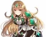  1girl black_legwear blonde_hair breasts earrings mythra_(xenoblade) jewelry konoha2014 large_breasts long_hair pantyhose pantyhose_pull solo super_smash_bros. very_long_hair xenoblade_(series) xenoblade_2 yellow_eyes 