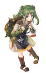  1girl backpack bag fire_emblem fire_emblem_fates full_body fuussu_(21-kazin) green_hair hair_ribbon midori_(fire_emblem) ribbon sandals simple_background solo twintails violet_eyes white_background 