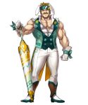  1boy alternate_costume animal_ears bartre_(fire_emblem) boots bow brown_eyes brown_hair dai-xt facial_hair fire_emblem fire_emblem:_the_binding_blade fire_emblem_heroes flower full_body gloves headband highres muscle mustache official_art rabbit_ears solo transparent_background 