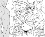    ... 1boy 4girls :d bb_(baalbuddy) blush bracelet breasts child collared_shirt dark_skin dark_skinned_male demon_girl demon_horns demon_wings english_text faceless faceless_hentai_guy_(baalbuddy) faceless_male family flying_sweatdrops glasses greyscale hand_on_hip heart highres horns jewelry large_breasts long_hair monochrome multiple_girls navel open_fly open_mouth original panties pants pointing pointy_ears pregnant reading round_eyewear shirt short_hair simple_background smile spoken_ellipsis spread_wings stuffed_animal stuffed_bunny stuffed_toy unbuttoned unbuttoned_shirt underwear white_background wing_collar wings 