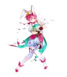  1girl alternate_costume damaged egg est fire_emblem fire_emblem:_mystery_of_the_emblem fire_emblem_heroes frills full_body hair_ornament hat leggings nintendo pantaloons pink_dress pink_hair rabbit rabbit_ears scarf see-through see-through_sleeves short_hair smile white_gloves 