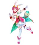  1girl alternate_costume egg est fire_emblem fire_emblem:_mystery_of_the_emblem fire_emblem_heroes frills full_body hair_ornament hat leggings nintendo pantaloons pink_dress pink_hair rabbit rabbit_ears scarf see-through see-through_sleeves short_hair smile white_gloves 