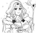  :&gt; bb_(baalbuddy) cloak closed_mouth clothes_writing coffee_mug crystal_maiden cup defense_of_the_ancients dota_2 forehead_jewel greyscale highres holding holding_cup holding_staff hood hood_up hooded_cloak long_hair looking_at_viewer mega_milk monochrome mug mug_writing simple_background smile staff upper_body white_background 