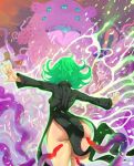  battle dress from_behind glowing green_hair monster slime tatsumaki 