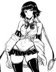  1girl absurdres alternate_costume black_hair bleach breasts contrapposto cowboy_shot gggg highres long_hair navel shirt sketch skindentation skirt small_breasts solo sui-feng thigh-highs tied_shirt white_background 