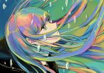  1girl bangs commentary_request droplet floating floating_hair highres long_hair multicolored_hair original portrait profile rainbow_hair richard_(ri39p) solo tears 