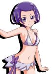  adapted_costume bikini bikini_skirt bikini_top breasts cure_sword dokidoki!_precure kenzaki_makoto panties precure purple_hair purple_panties smile swimsuit underwear violet_eyes 