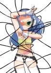  cable cables fingerless_gloves gloves green_eyes headphones imaizumi_teruhiko long_hair navel original see-through sunglasses thigh-highs thighhighs 