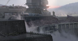  2others ambiguous_gender building chinese_commentary commentary_request concept_art day english_commentary grand_scale highres military_base mixed-language_commentary multiple_others original outdoors patton_wang scenery very_wide_shot wind_turbine 