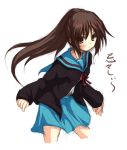  brown_hair cardigan genderswap kyonko mikago_kotaro ponytail school_uniform serafuku suzumiya_haruhi_no_yuuutsu 