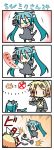  0_0 4koma :&lt; :3 anger_vein angry animal_ears cat_ears cat_tail chibi chibi_miku comic hatsune_miku kagamine_rin minami_(colorful_palette) ragequit silent_comic tail tantrum twintails vocaloid 