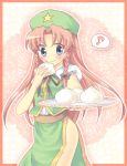  bad_id china_dress chinadress chinese_clothes food hat hong_meiling long_hair oimo red_hair redhead ribbon ribbons solo touhou 