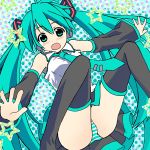  hatsune_miku lowres panties solo striped striped_panties thighhighs twintails underwear vocaloid yusya 
