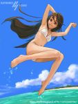  barefoot beach bikini black_eyes brown_eyes brown_hair dark_hair feet long_hair outdoor outdoors swimsuit youki_katsuhiko yuuki_katsuhiko 